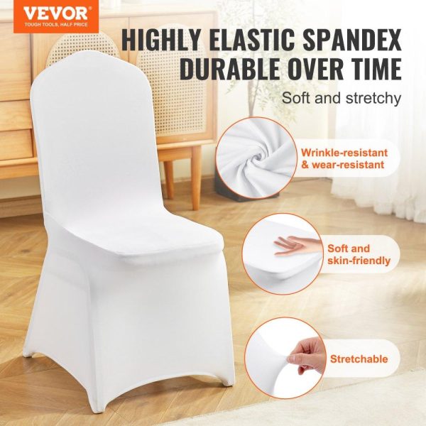 Venue Decoration | Stretch Spandex Folding Chair Covers, Universal Fitted Chair Cover, Removable Washable Protective Slipcovers, for Wedding, Holiday, Banquet, Party, Celebration, Dining (100PCS White) White Restaurant & Food Service Venue Decoration