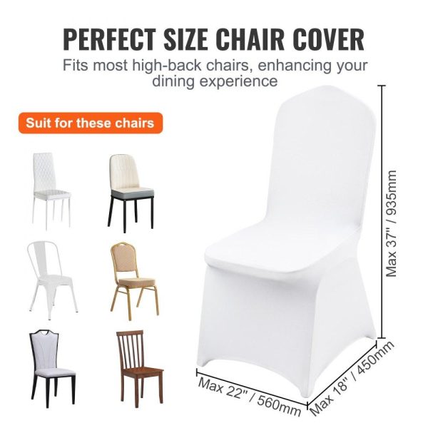 Venue Decoration | Stretch Spandex Folding Chair Covers, Universal Fitted Chair Cover, Removable Washable Protective Slipcovers, for Wedding, Holiday, Banquet, Party, Celebration, Dining (100PCS White) White Restaurant & Food Service Venue Decoration