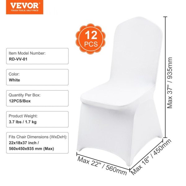 Venue Decoration | Stretch Spandex Folding Chair Covers, Universal Fitted Chair Cover, Removable Washable Protective Slipcovers, for Wedding, Holiday, Banquet, Party, Celebration, Dining (12PCS White) White Restaurant & Food Service Venue Decoration