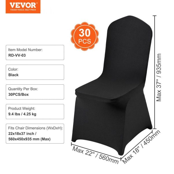 Venue Decoration | Stretch Spandex Folding Chair Covers, Universal Fitted Chair Cover, Removable Washable Protective Slipcovers, for Wedding, Holiday, Banquet, Party, Celebration, Dining (30PCS Black) Black Restaurant & Food Service Black