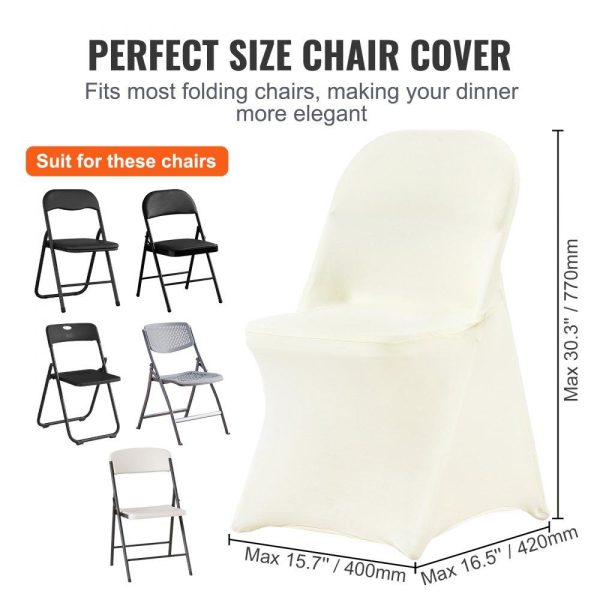 Venue Decoration | Stretch Spandex Folding Chair Covers, Universal Fitted Chair Cover, Removable Washable Protective Slipcovers, for Wedding, Holiday, Banquet, Party, Celebration, Dining (30PCS Ivory White) Ivory White Restaurant & Food Service Ivory White