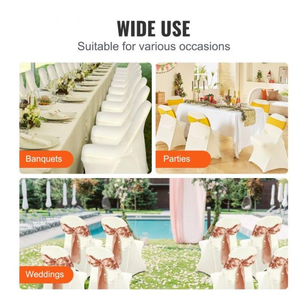 Venue Decoration | Stretch Spandex Folding Chair Covers, Universal Fitted Chair Cover, Removable Washable Protective Slipcovers, for Wedding, Holiday, Banquet, Party, Celebration, Dining (30PCS Ivory White) Ivory White Restaurant & Food Service Ivory White