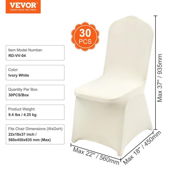 Venue Decoration | Stretch Spandex Folding Chair Covers, Universal Fitted Chair Cover, Removable Washable Protective Slipcovers, for Wedding, Holiday, Banquet, Party, Celebration, Dining (30PCS Ivory White) Ivory White Restaurant & Food Service Ivory White