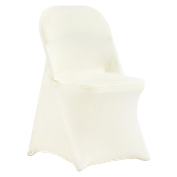 Venue Decoration | Stretch Spandex Folding Chair Covers, Universal Fitted Chair Cover, Removable Washable Protective Slipcovers, for Wedding, Holiday, Banquet, Party, Celebration, Dining (50PCS Ivory White) Ivory White Restaurant & Food Service Ivory White