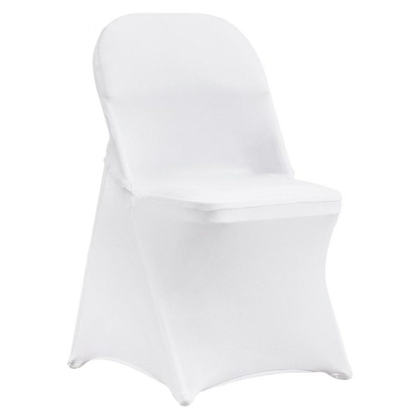 Venue Decoration | Stretch Spandex Folding Chair Covers, Universal Fitted Chair Cover, Removable Washable Protective Slipcovers, for Wedding, Holiday, Banquet, Party, Celebration, Dining (50PCS White) White Restaurant & Food Service Venue Decoration