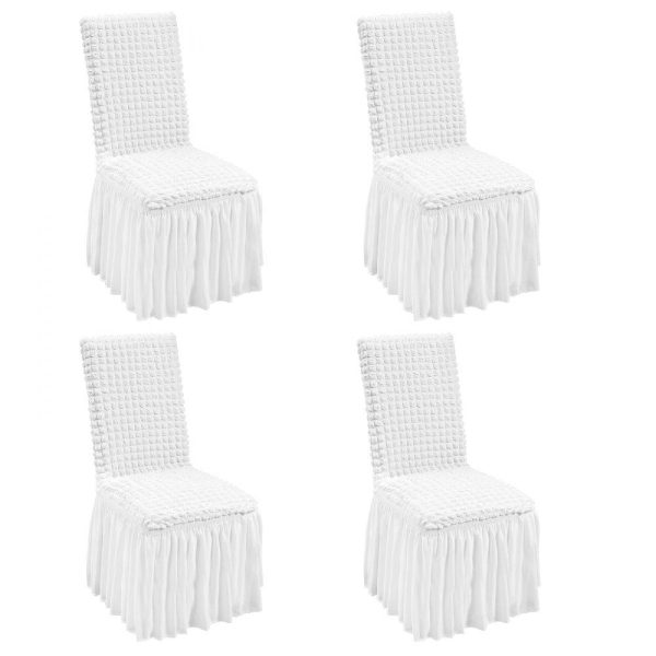 Venue Decoration | Stretch Spandex Folding Chair Covers, Universal Fitted Chair Cover with Skirt, Removable Washable Protective Slipcovers, for Wedding, Holiday, Banquet, Party, Celebration, Dining (4 PCS White) White Restaurant & Food Service Venue Decoration