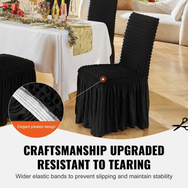 Venue Decoration | Stretch Spandex Folding Chair Covers, Universal Fitted Chair Cover with Skirt, Removable Washable Protective Slipcovers, for Wedding, Holiday, Banquet, Party, Celebration, Dining (4 PCS Black) Black Restaurant & Food Service Black