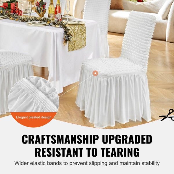 Venue Decoration | Stretch Spandex Folding Chair Covers, Universal Fitted Chair Cover with Skirt, Removable Washable Protective Slipcovers, for Wedding, Holiday, Banquet, Party, Celebration, Dining (4 PCS White) White Restaurant & Food Service Venue Decoration