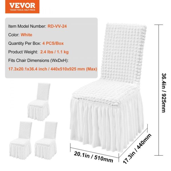 Venue Decoration | Stretch Spandex Folding Chair Covers, Universal Fitted Chair Cover with Skirt, Removable Washable Protective Slipcovers, for Wedding, Holiday, Banquet, Party, Celebration, Dining (4 PCS White) White Restaurant & Food Service Venue Decoration