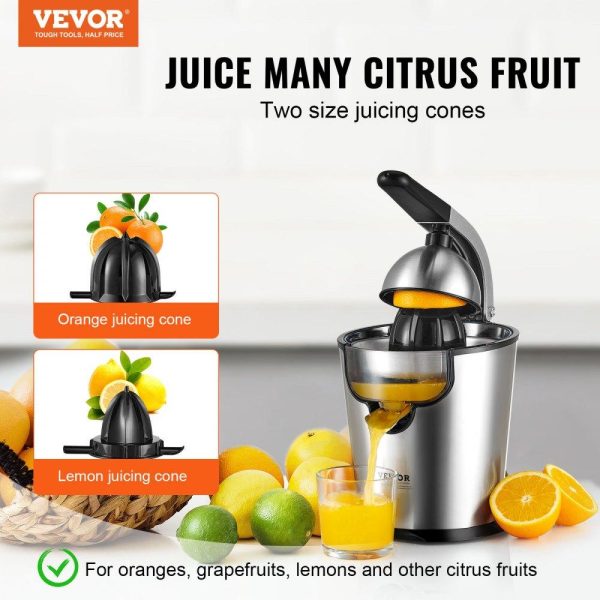 Beverage Equipment | Electric Citrus Juicer, Orange Juice Squeezer with Two Size Juicing Cones, 300W Stainless Steel Orange Juice Maker with Soft Grip Handle, For Oranges, Grapefruits, Lemons and Other Citrus Fruits Beverage Equipment Beverage Equipment