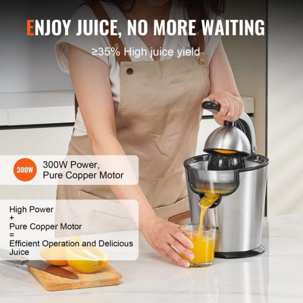 Beverage Equipment | Electric Citrus Juicer, Orange Juice Squeezer with Two Size Juicing Cones, 300W Stainless Steel Orange Juice Maker with Soft Grip Handle, For Oranges, Grapefruits, Lemons and Other Citrus Fruits Beverage Equipment Beverage Equipment