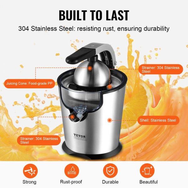 Beverage Equipment | Electric Citrus Juicer, Orange Juice Squeezer with Two Size Juicing Cones, 300W Stainless Steel Orange Juice Maker with Soft Grip Handle, For Oranges, Grapefruits, Lemons and Other Citrus Fruits Beverage Equipment Beverage Equipment