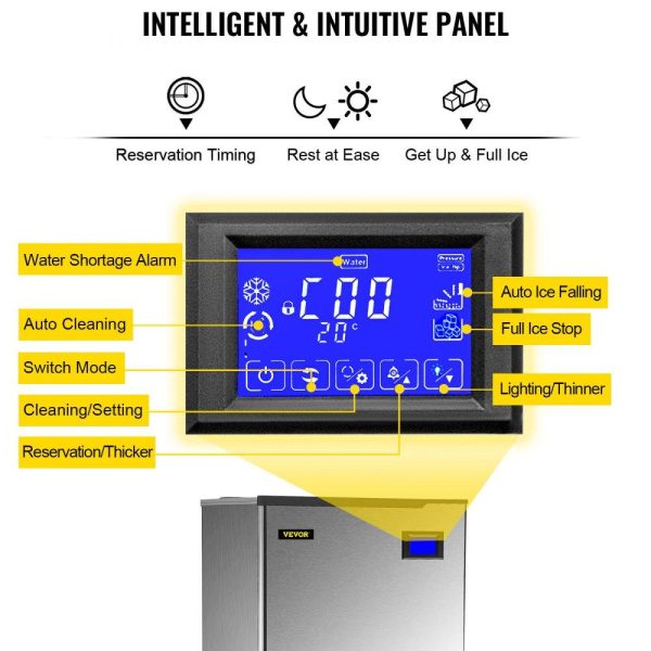 Refrigeration & Ice Equipment | 110V Commercial Ice Maker 440LB/24H, Industrial Modular Stainless Steel Ice Machine with 250LB Large Storage Bin, 234PCS Ice Cubes Ready in 8-15 Mins, Professional Refrigeration Equipment Refrigeration & Ice Equipment Refrigeration & Ice Equipment