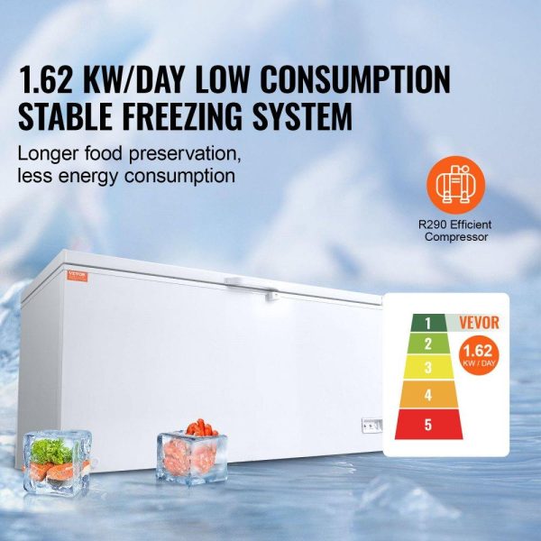 Refrigeration & Ice Equipment | Chest Freezer, 17.2 Cu.ft / 488 L Large Deep Freezer & 4 Removable Baskets, Freestanding Top Open Door Commercial Chest Freezers with Locking Lid, 7-Level Adjustable Temp, LED Lighting, 6 Wheels Refrigeration & Ice Equipment Refrigeration & Ice Equipment