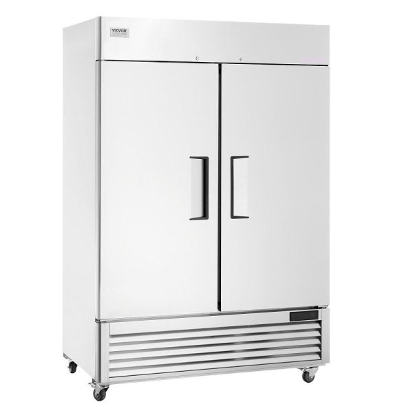 Refrigeration & Ice Equipment | Commercial Freezer 44.21 Cu.ft, Reach In 54.4″ W Upright Freezer 2 Doors, Auto-Defrost Stainless Steel Reach-in Freezer with 8 Adjustable Shelves, -13 to 5℉ Temp Control, LED Lighting, 4 Wheels Refrigeration & Ice Equipment Refrigeration & Ice Equipment