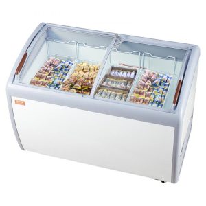 Refrigeration & Ice Equipment | Commercial Ice Cream Display Case, 12.8 Cu.ft Chest Freezer, Mobile Glass Top Deep Freezer, Restaurant Gelato Dipping Cabinet with 4 Wire Baskets, 2 Sliding Glass Doosr, Locking Casters, White Refrigeration & Ice Equipment Refrigeration & Ice Equipment