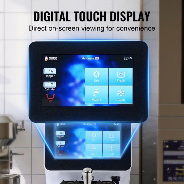 Refrigeration & Ice Equipment | Commercial Ice Cream Machine, 10.6 QT/H Yield, 1000W Single Flavor Countertop Soft Serve Ice Cream Maker, 4L Hopper 1.6L Cylinder, Touch Screen Auto Clean Pre-cooling, for Restaurant Snack Bar Refrigeration & Ice Equipment Refrigeration & Ice Equipment