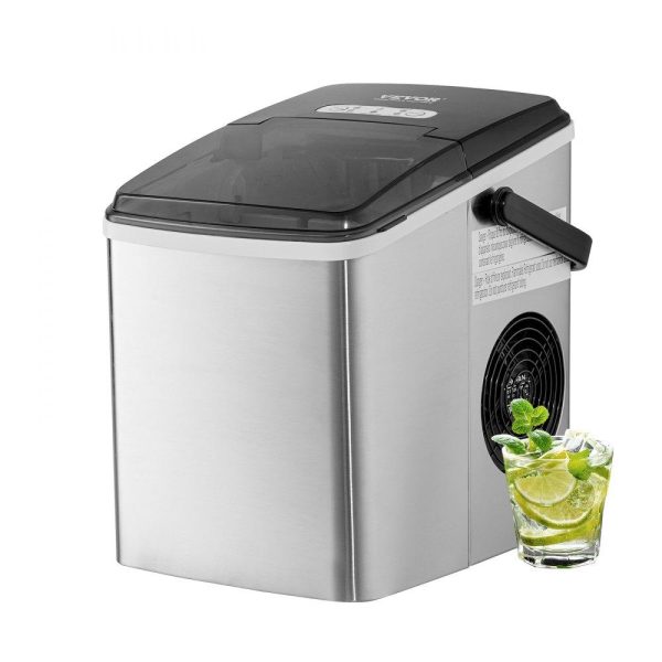 Refrigeration & Ice Equipment | Countertop Ice Maker, 9 Cubes Ready in 7 Mins, 26lbs in 24Hrs, Self-Cleaning Portable Ice Maker with Ice Scoop and Basket, Stainless Steel Ice Machine with 2 Size Bullet Ice for Home Kitchen Bar Refrigeration & Ice Equipment Refrigeration & Ice Equipment