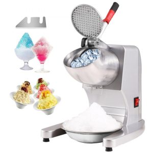 Refrigeration & Ice Equipment | Ice Crushers Machine, 220lbs Per Hour Electric Snow Cone Maker with 4 Blades, Stainless Steel Shaved Ice Machine with Cover and Bowl, 300W Ice Shaver Machine for Home and Commercial Use, Silver Silver Refrigeration & Ice Equipment Refrigeration & Ice Equipment