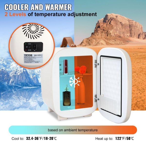 Refrigeration & Ice Equipment | Mini Skin Care Fridge, 4 L/6 Can Cute Makeup Fridge for Cosmetics Beverage Fruit Milk, AC/DC Cooler & Warmer, Mute Tiny Refrigerator for Bedroom Office Dorm Desk Car, ETL Certified, White White Refrigeration & Ice Equipment Refrigeration & Ice Equipment