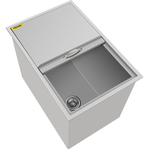 Beverage Equipment | Drop In Ice Chest 27L x 18W x 21H Inch with Sliding Cover, Stainless Steel Ice Cooler with Drain Tube and Drain Plug, Drop In Ice Bin Outdoor Kitchen for Cold Wine Beverage Beverage Equipment Beverage Equipment