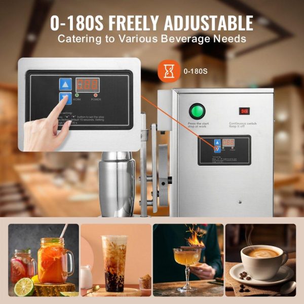 Beverage Equipment | Milkshake Maker Machine, 120W Commercial Milk Tea Shaker Machine, Single Head Milk Shake Mixer Machine, 0-180s Adjustable Milkshake Blender, with 750 ml Stainless Steel Cup, for Milk Tea Store Beverage Equipment Beverage Equipment