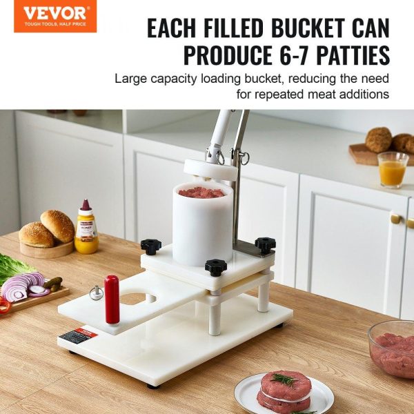 Food Preparation Equipment | Commercial Burger Patty Maker, 3 Convertible Mold(2/4/5-inch) Manual Beef Patty Maker, 1.5KG Large-Capacity Hopper Hamburger Press Machine, PE Meat Forming Processor with Handle & Patty Paper Food Preparation Equipment Food Preparation Equipment