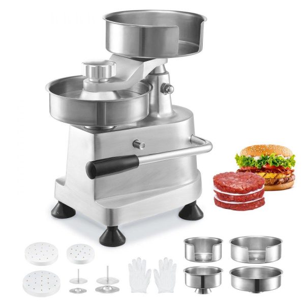 Food Preparation Equipment | Commercial Burger Patty Maker, Hamburger Beef Patty Maker with 3 Convertible Mold(4/5/6-inch), Heavy Duty Stainless Steel Burger Press Machine, Meat Forming Processor with 1500 Pcs Patty Papers Food Preparation Equipment Food Preparation Equipment