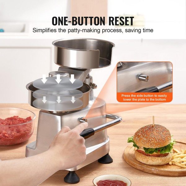 Food Preparation Equipment | Commercial Burger Patty Maker, Hamburger Beef Patty Maker with 3 Convertible Mold(4/5/6-inch), Heavy Duty Stainless Steel Burger Press Machine, Meat Forming Processor with 1500 Pcs Patty Papers Food Preparation Equipment Food Preparation Equipment