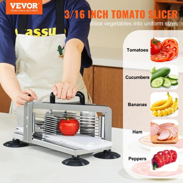 Food Preparation Equipment | Commercial Tomato Slicer, 3/16 inch Tomato Cutter Slicer, Stainless Steel Heavy Duty Tomato Slicer Machine, Manual Tomato Slicer with Non-slip Feet, for Cutting Tomatoes, Cucumbers, Bananas Food Preparation Equipment Food Preparation Equipment