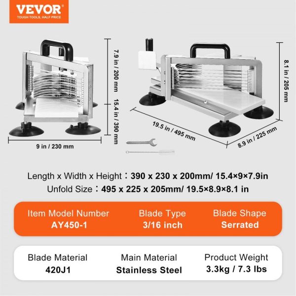 Food Preparation Equipment | Commercial Tomato Slicer, 3/16 inch Tomato Cutter Slicer, Stainless Steel Heavy Duty Tomato Slicer Machine, Manual Tomato Slicer with Non-slip Feet, for Cutting Tomatoes, Cucumbers, Bananas Food Preparation Equipment Food Preparation Equipment