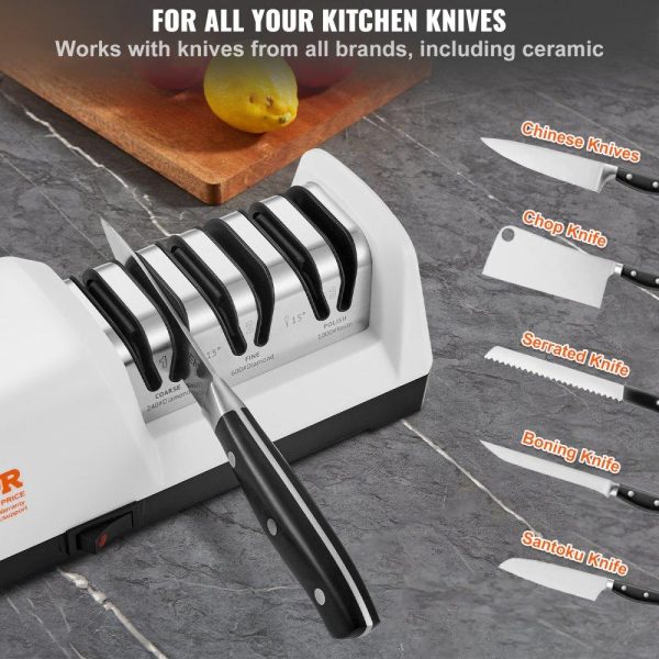 Food Preparation Equipment | Electric Knife Sharpener, 3 Stages Kitchen Knife Sharpener for Quick Sharpening & Polishing, Professional Knife Sharpener with Diamond Abrasives, 15° Angle Guides, and Metal Dust Collection Box Food Preparation Equipment Food Preparation Equipment