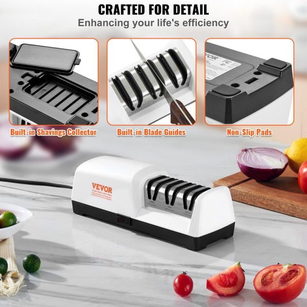 Food Preparation Equipment | Electric Knife Sharpener, 3 Stages Kitchen Knife Sharpener for Quick Sharpening & Polishing, Professional Knife Sharpener with Diamond Abrasives, 15° Angle Guides, and Metal Dust Collection Box Food Preparation Equipment Food Preparation Equipment