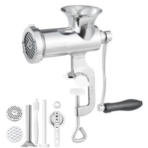 Food Preparation Equipment | Manual Meat Grinder, 304 Stainless Steel Hand Meat Grinder with Steel Table Clamp, Meat Mincer Sausage Maker & 2 Cutting Plates, Cookie Attachment, Sausage Tube for Beef Pepper Mushroom Cookie Food Preparation Equipment Food Preparation Equipment