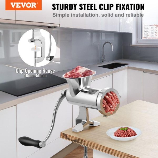 Food Preparation Equipment | Manual Meat Grinder, 304 Stainless Steel Hand Meat Grinder with Steel Table Clamp, Meat Mincer Sausage Maker & 2 Cutting Plates, Cookie Attachment, Sausage Tube for Beef Pepper Mushroom Cookie Food Preparation Equipment Food Preparation Equipment