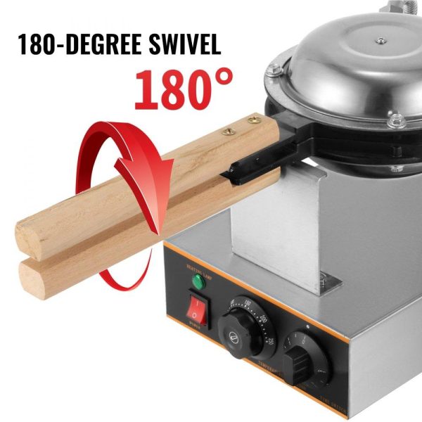 Cooking Equipment | Commercial Bubble Waffle Maker, 1400W Egg Bubble Puff Iron w/ 180° Rotatable 2 Pans & Wooden Handles, Stainless Steel Baker w/ Non-Stick Teflon Coating, 50-250℃/122-482℉ Adjustable Cooking Equipment Cooking Equipment