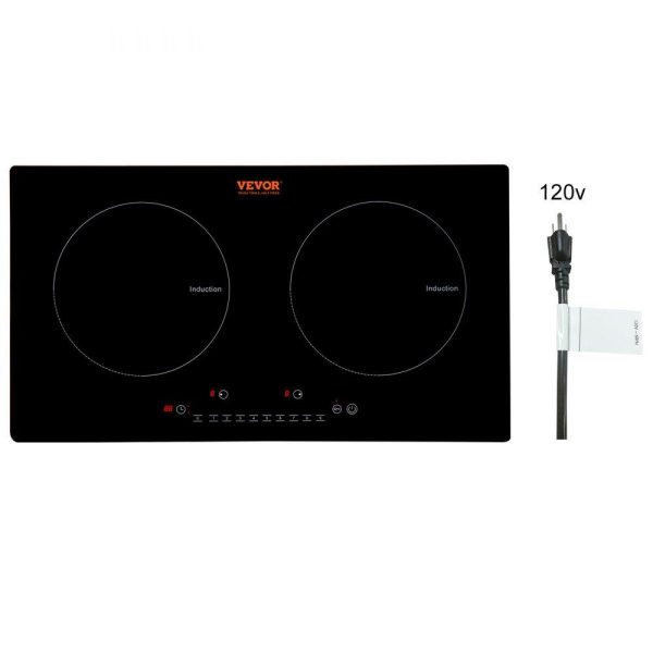 Cooking Equipment | Electric Cooktop, 2 Burners, 24” Induction Stove Top, Built-in Magnetic Cooktop 1800W, 9 Heating Level Multifunctional Burner, LED Touch Screen w/ Child Lock & Over-Temperature Protection Cooking Equipment Cooking Equipment