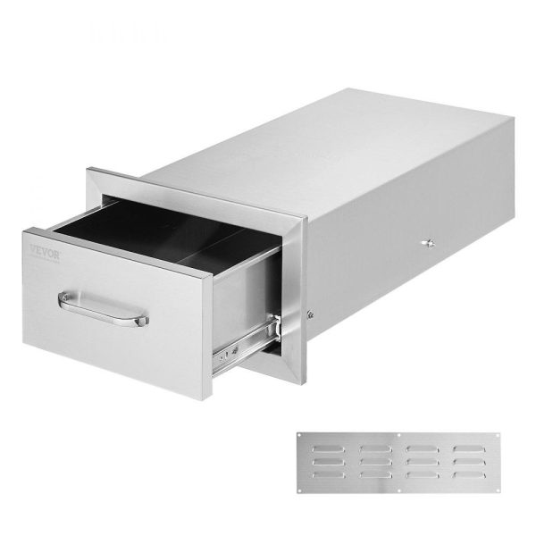 Restaurant Furniture | 14×8.5 Inch Outdoor Kitchen Drawers Stainless Steel, Flush Mount Double Drawers,14W x 8.5H x 23D Inch, with Stainless Steel Handle, BBQ Drawers for Outdoor Kitchens or BBQ Island Restaurant & Food Service Restaurant Furniture