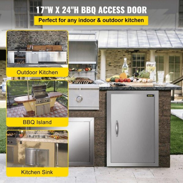 Restaurant Furniture | BBQ Access Door 17W x 24H Inch, Vertical Single BBQ Door Stainless Steel, Outdoor Kitchen Doors for BBQ Island, Grill Station, Outdoor Cabinet Restaurant & Food Service Restaurant Furniture