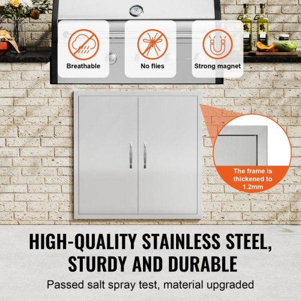 Restaurant Furniture | BBQ Access Door, 31W x 31H Inch Double Outdoor Kitchen Door, Stainless Steel Flush Mount Door, Wall Vertical Door with Handles, for BBQ Island, Grilling Station, Outside Cabinet Restaurant & Food Service Restaurant Furniture