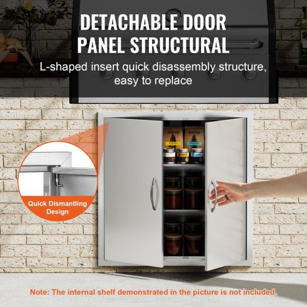 Restaurant Furniture | BBQ Access Door, 31W x 31H Inch Double Outdoor Kitchen Door, Stainless Steel Flush Mount Door, Wall Vertical Door with Handles, for BBQ Island, Grilling Station, Outside Cabinet Restaurant & Food Service Restaurant Furniture