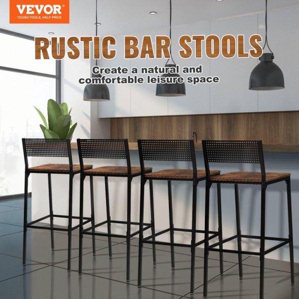 Restaurant Furniture | Rustic Bar Stools Counter Height Square Bar Chairs with Backrest 29″ 2 Set Restaurant & Food Service Restaurant Furniture