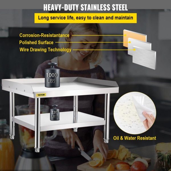 Restaurant Furniture | Stainless Steel Equipment Grill Stand, 48 x 30 x 24 Inches Stainless Table, Grill Stand Table with Adjustable Storage Undershelf, Equipment Stand Grill Table for Hotel, Home, Restaurant Kitchen Restaurant & Food Service Restaurant Furniture