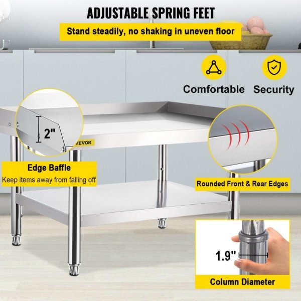 Restaurant Furniture | Stainless Steel Equipment Grill Stand, 48 x 30 x 24 Inches Stainless Table, Grill Stand Table with Adjustable Storage Undershelf, Equipment Stand Grill Table for Hotel, Home, Restaurant Kitchen Restaurant & Food Service Restaurant Furniture