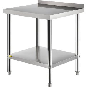 Restaurant Furniture | Stainless Steel Prep Table, 30 x 24 x 35 Inch, 440lbs Load Capacity Heavy Duty Metal Worktable with Backsplash and Adjustable Undershelf, Commercial Workstation for Kitchen Restaurant Restaurant & Food Service Restaurant Furniture