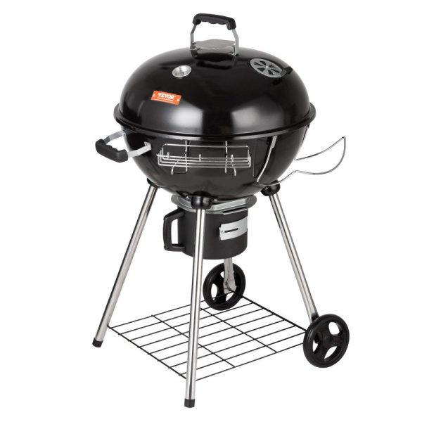 Cooking Equipment | 22″ Kettle Charcoal Grill, Premium Kettle Grill with Wheels Grate and Cover, Porcelain-Enameled Lid and Firebowl with Slide Out Ash Catcher Thermometer for BBQ, Camping, Picnic, Patio and Backyard Cooking Equipment Cooking Equipment