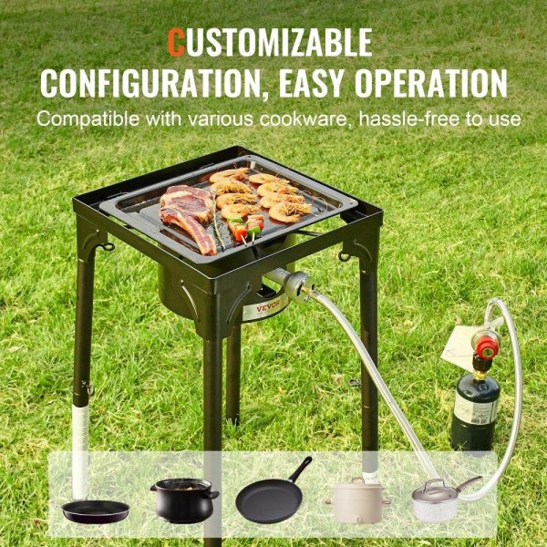 Cooking Equipment | Single Burner Outdoor Camping Stove, 30,000-BTU Camping Modular Cooking Stove, Heavy Duty Carbon Steel Gas Cooker with Detachable Legs Stand & PSI Regulator, for BBQ Home Camp Patio RV Cooking Cooking Equipment Cooking Equipment