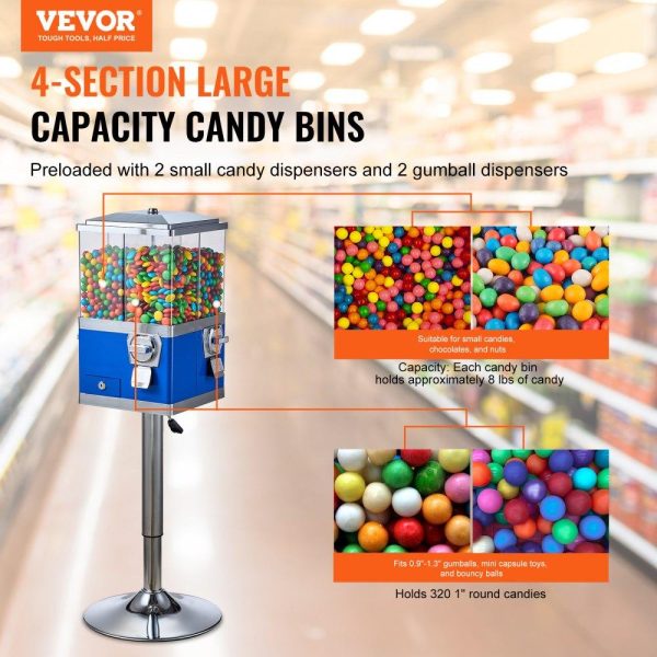 Food Display & Merchandising Equipment | Gumball Machine with Stand Vending Coin Bank Vintage Candy Dispenser Bule Blue Food Display & Merchandising Equipment Blue