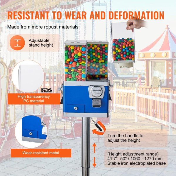 Food Display & Merchandising Equipment | Gumball Machine with Stand Vending Coin Bank Vintage Candy Dispenser Bule Blue Food Display & Merchandising Equipment Blue