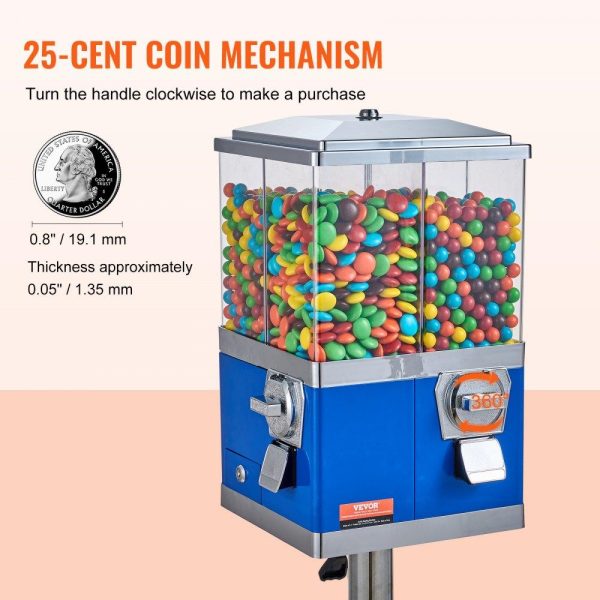 Food Display & Merchandising Equipment | Gumball Machine with Stand Vending Coin Bank Vintage Candy Dispenser Bule Blue Food Display & Merchandising Equipment Blue